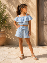 Blauw Wit Gestreept Zomersetje voor Meisjes