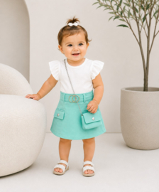 Mintgroene Meisjes Rok Set – Trendy & Stijlvolle Outfit