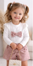 Roze meisjes setje met strik | Baby & peuter outfit