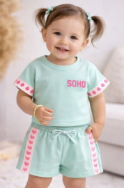 Baby zomer setje meisje mint – SOHO hartjes setje peuter kleding