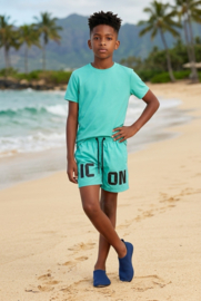 Jongens Zwembroek Turquoise ICON Print – Kinder Swimshort Aqua Bold