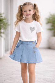 Meisjes Denim Rokje – Trendy Lichtblauw met Knopen