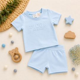 Lichtblauwe Baby Jongens Zomerset – ICON Original 2 Delige Set