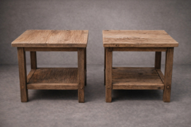 Rustieke massief oud eiken salontafel vierkant