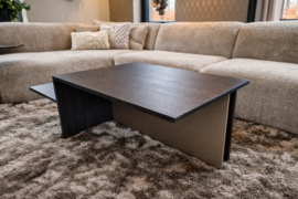 Salontafel donker eiken met brons