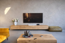 Zwevend massief eiken tv meubel in blank eiken