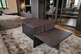 Salontafel donker eiken met brons