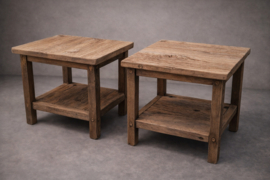 Rustieke massief oud eiken salontafel vierkant
