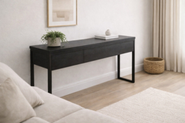 Maatwerk sidetable eiken met stalen frame