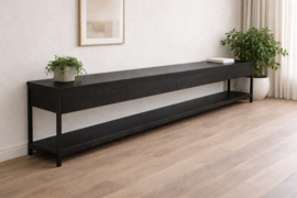 Maatwerk sidetable eiken met stalen frame