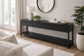 Maatwerk sidetable eiken met stalen frame