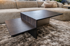 Salontafel donker eiken met brons