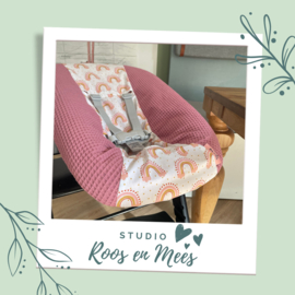 Tripp Trapp newbornset hoes - mix - regenbogen roze en goud met wafelstof oud roze