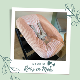 Tripp Trapp newbornset hoes - mix - decoratiestof roze golfjes en grove wafelstof oud roze