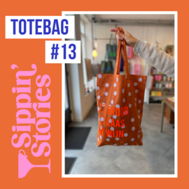 Sippin' Stories - totebag #13 - Polka Dots Rust