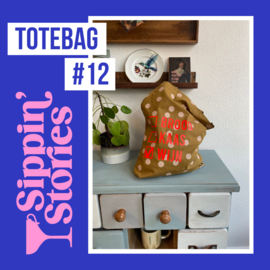 Sippin' Stories - totebag #12 - Polka Dots Gold Green