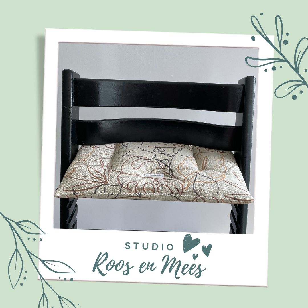 Tripp Trapp los zitkussen - decoratiestof - line art bladeren