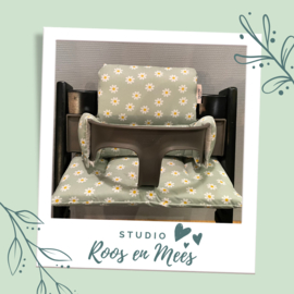 Tripp Trapp kussenset - katoen - madeliefjes op groen