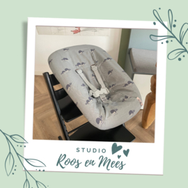 Tripp Trapp newbornset hoes - decoratiestof - baby walvissen op ijsblauw