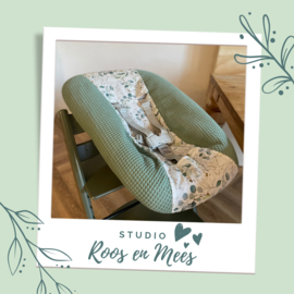 Tripp Trapp newbornset hoes - mix - aquarel eucalyptus en wafelstof oud groen