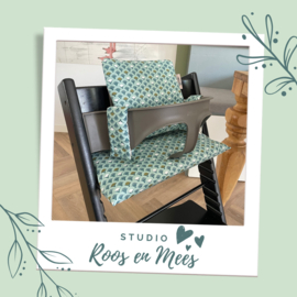 Tripp Trapp kussenset - afwasbaar - waaiers groen en blauw