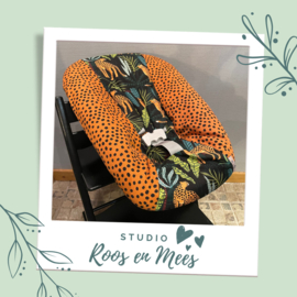 Tripp Trapp newbornset hoes - mix - decoratiestof panter jungle met roest met zwarte stip mét bijpassende gordelhoesjes