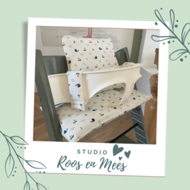 Stokke Steps kussenset - katoen - walvis en boot wit