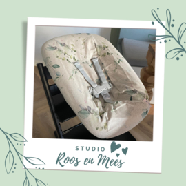 Tripp Trapp newbornset hoes - decoratiestof - eucalyptus bladeren met roze en mauve accenten