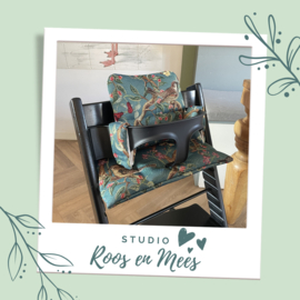 Tripp Trapp kussenset - decoratiestof - jacquard vogels