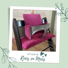 Tripp Trapp kussenset - ribstof - donker fuchsia