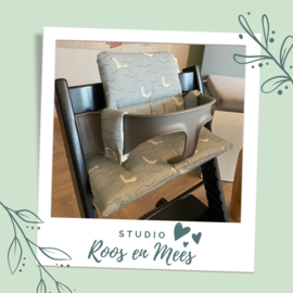Tripp Trapp kussenset - decoratiestof - ganzen op blauw