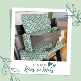 Tripp Trapp kussenset - afwasbaar - waaiers groen en blauw