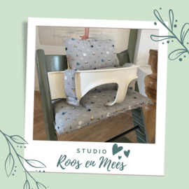Stokke Steps kussenset - katoen - walvis en boot grijs
