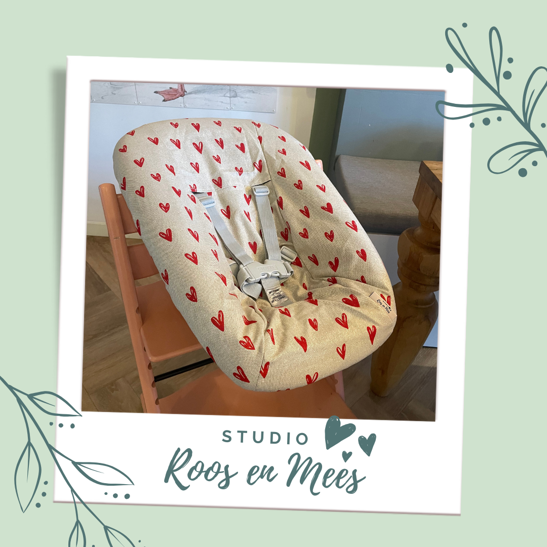 Tripp Trapp newbornset hoes - decoratiestof - getekende hartjes met metallic