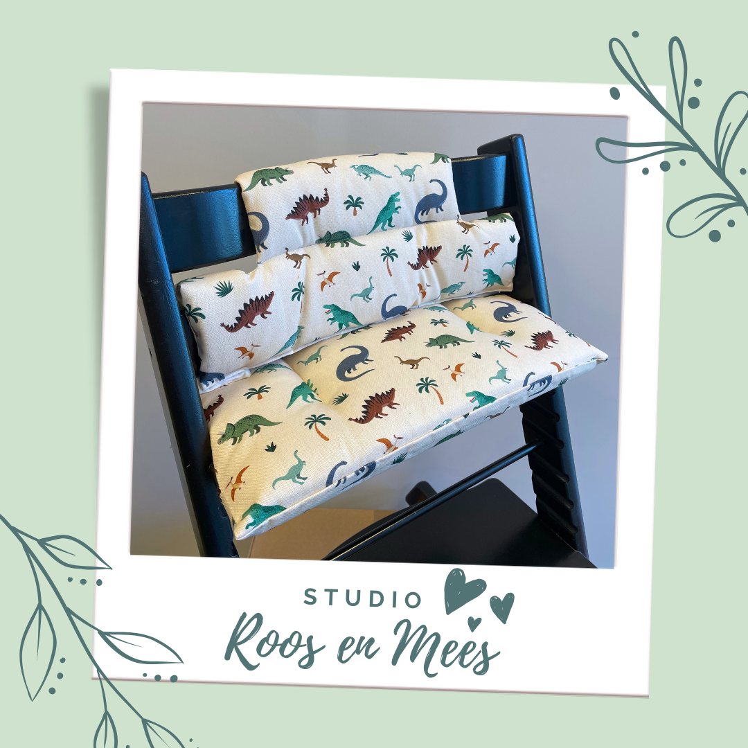 Tripp Trapp junior kussen - decoratiestof - multicolour dinosaurussen