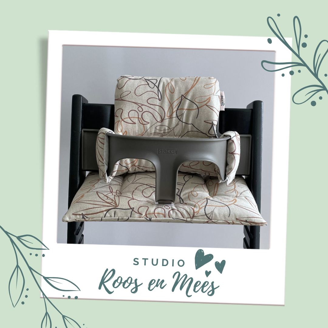 Tripp Trapp kussenset - decoratiestof - line art bladeren