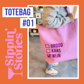 Sippin' Stories - totebag #01 - Pink Lavender