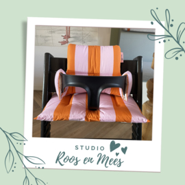 Tripp Trapp kussenset - katoen - strepen roze en oranje
