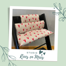 Tripp Trapp junior kussen - decoratiestof - getekende hartjes met metallic