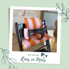 Tripp Trapp kussenset - katoen - strepen roze en oranje