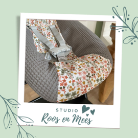 Tripp Trapp newbornset hoes - mix - bloemetje oud groen met wafelstof midden grijs