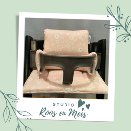 Tripp Trapp kussenset - katoen - madeliefjes op roze