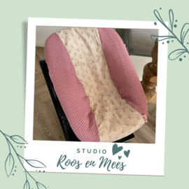 Tripp Trapp newbornset hoes - mix - gouden waaiers op roze met wafelstof oud roze