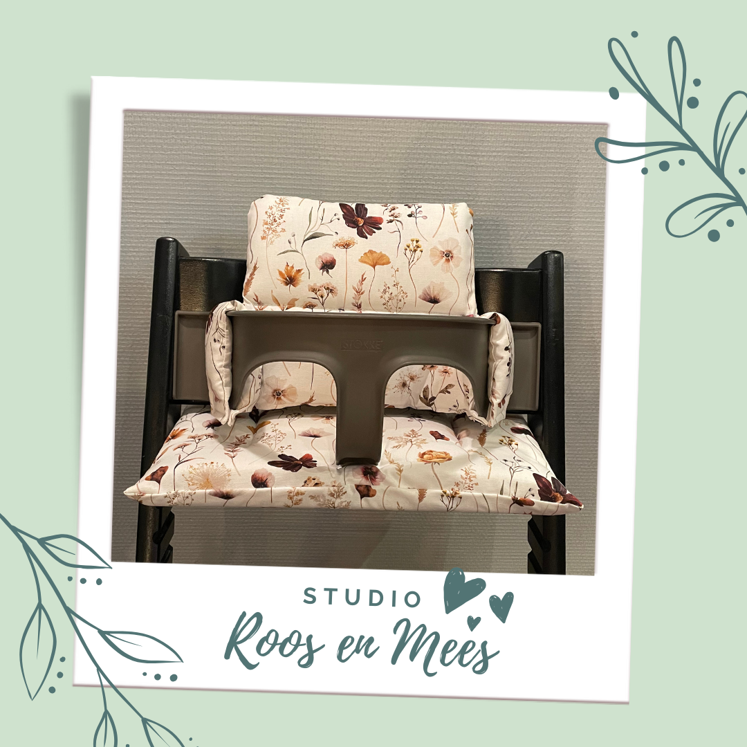 Tripp Trapp kussenset - decoratiestof - takjes en bloemen herfst tinten