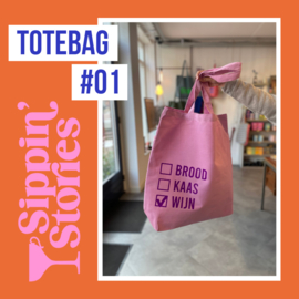 Sippin' Stories - totebag #01 - Pink Lavender
