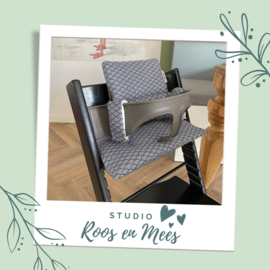 Tripp Trapp kussenset - afwasbaar - waaiers blauw met wit