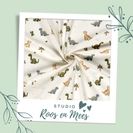 Kidsmill Up! kussenset - katoen - dino's beige, groen en blauw