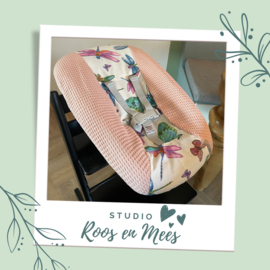 Tripp Trapp newbornset hoes - mix - decoratiestof vlinders en grove wafelstof oud roze