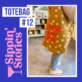 Sippin' Stories - totebag #12 - Polka Dots Gold Green