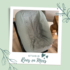 Tripp Trapp newbornset hoes - mix - groen met witte stip en wafelstof oud groen
